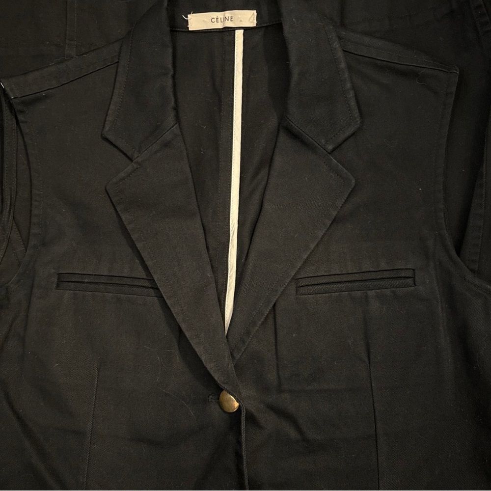 CÉLINE V-Neck Sleeveless Cotton Blazer Dress - Picture 4 of 9